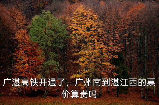 廣湛高鐵開通了，廣州南到湛江西的票價算貴嗎