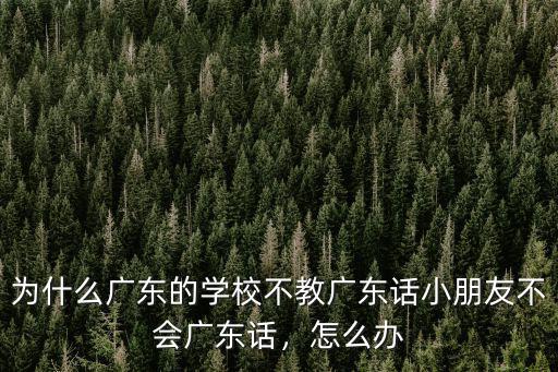 廣東話方言不懂怎么說,為什么廣東的學校不教廣東話