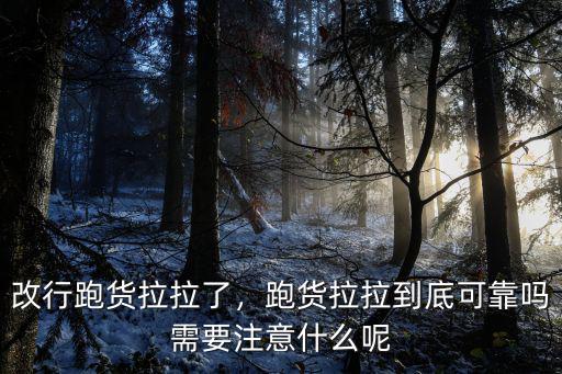 改行跑貨拉拉了，跑貨拉拉到底可靠嗎需要注意什么呢
