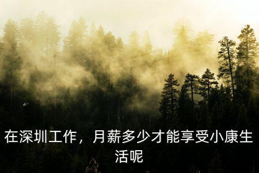 在深圳工作，月薪多少才能享受小康生活呢