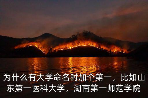 為什么有大學命名時加個第一，比如山東第一醫科大學，湖南第一師范學院