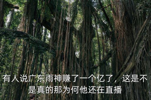 廣東雨神歌曲是怎么賺一億元,有人說廣東雨神賺了一個億了