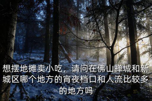 想擺地攤賣小吃，請問在佛山禪城和新城區哪個地方的宵夜檔口和人流比較多的地方嗎