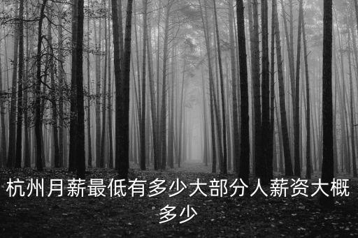 杭州月薪最低有多少大部分人薪資大概多少