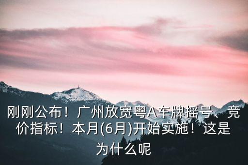 剛剛公布！廣州放寬粵A車牌搖號、競價指標！本月(6月)開始實施！這是為什么呢