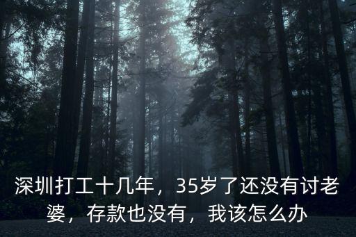 深圳打工十幾年，35歲了還沒(méi)有討老婆，存款也沒(méi)有，我該怎么辦