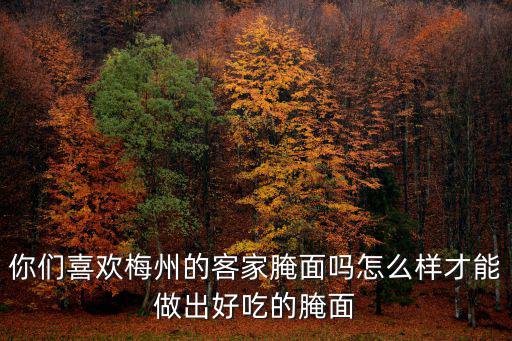 你們喜歡梅州的客家腌面嗎怎么樣才能做出好吃的腌面