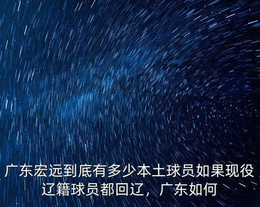 廣東宏遠到底有多少本土球員如果現役遼籍球員都回遼，廣東如何