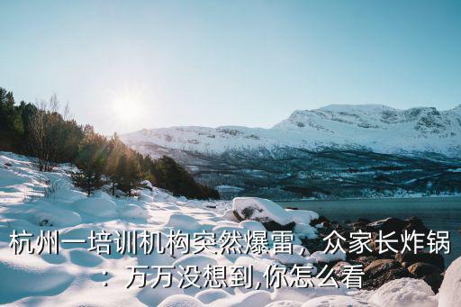 杭州一培訓(xùn)機(jī)構(gòu)突然爆雷，眾家長炸鍋：萬萬沒想到,你怎么看