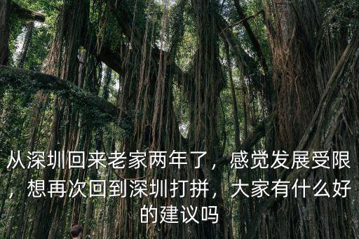從深圳回來老家兩年了，感覺發展受限，想再次回到深圳打拼，大家有什么好的建議嗎