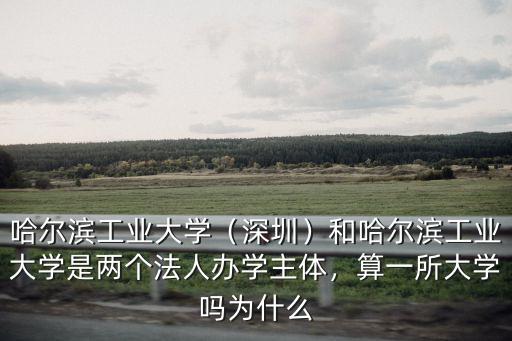 哈爾濱工業大學（深圳）和哈爾濱工業大學是兩個法人辦學主體，算一所大學嗎為什么