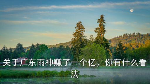 關于廣東雨神賺了一個億，你有什么看法
