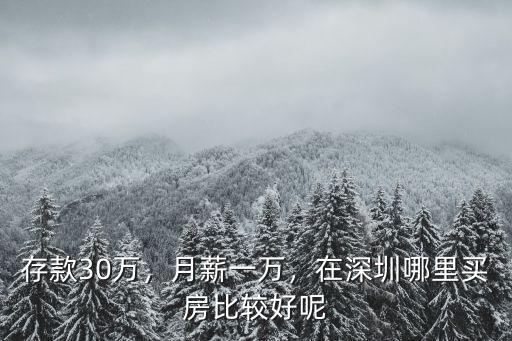 存款30萬，月薪一萬，在深圳哪里買房比較好呢