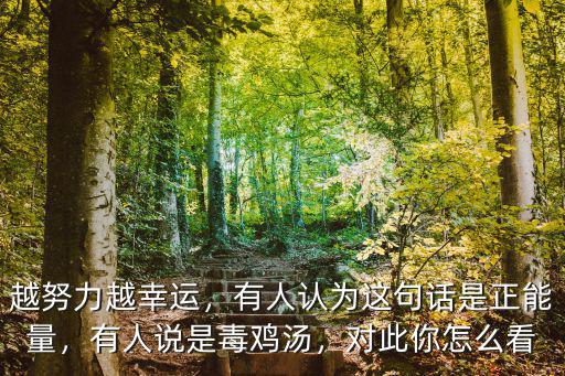 越努力越幸運，有人認為這句話是正能量，有人說是毒雞湯，對此你怎么看