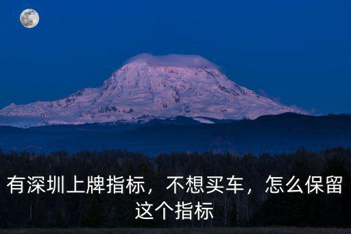深圳車牌指標是怎么回事,有深圳上牌指標