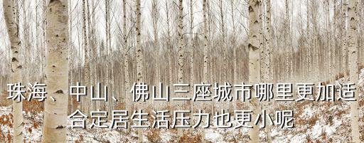 珠海、中山、佛山三座城市哪里更加適合定居生活壓力也更小呢