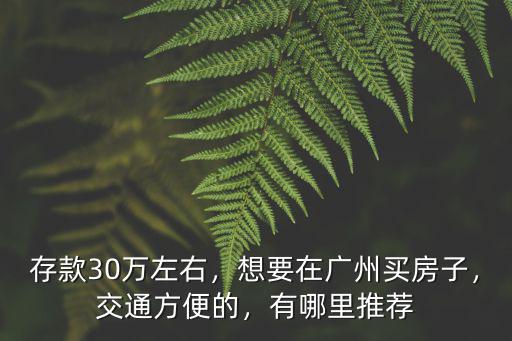 存款30萬左右，想要在廣州買房子，交通方便的，有哪里推薦