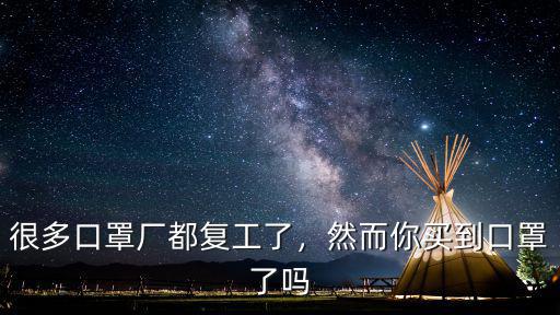 很多口罩廠都復工了，然而你買到口罩了嗎