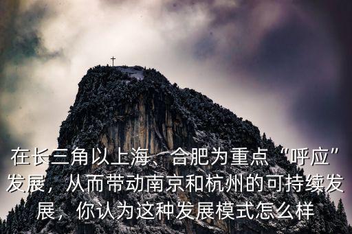 在長三角以上海、合肥為重點“呼應”發展，從而帶動南京和杭州的可持續發展，你認為這種發展模式怎么樣