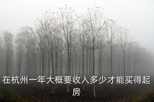 在杭州一年大概要收入多少才能買得起房
