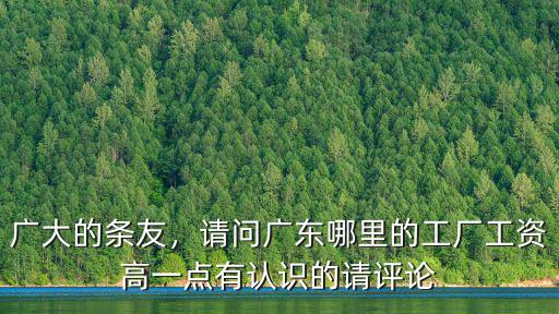 廣東哪里普工工資高的廠在哪里啊,哪個(gè)工廠的工資高