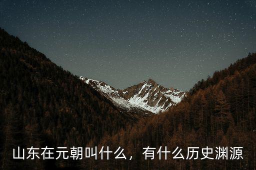 山東在元朝叫什么，有什么歷史淵源
