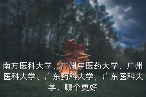 南方醫(yī)科大學(xué)、廣州中醫(yī)藥大學(xué)、廣州醫(yī)科大學(xué)、廣東藥科大學(xué)，廣東醫(yī)科大學(xué)，哪個(gè)更好