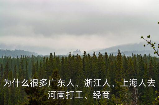 為什么很多廣東人、浙江人、上海人去河南打工、經商