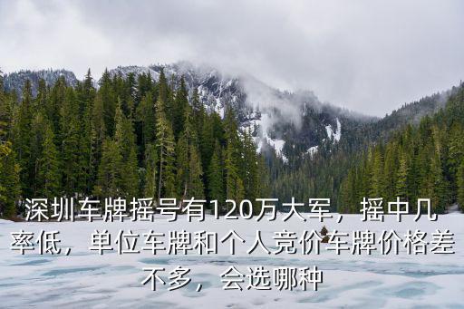 深圳車牌搖號有120萬大軍，搖中幾率低，單位車牌和個人競價車牌價格差不多，會選哪種