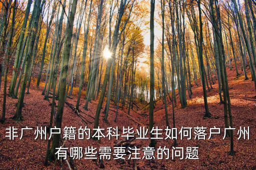 非廣州戶籍的本科畢業生如何落戶廣州有哪些需要注意的問題