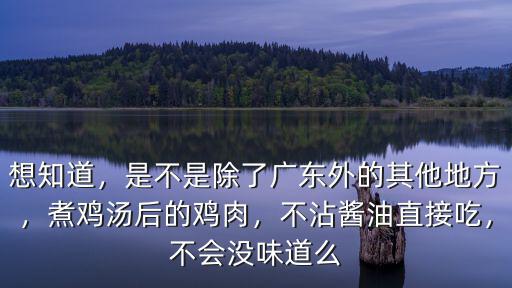 想知道，是不是除了廣東外的其他地方，煮雞湯后的雞肉，不沾醬油直接吃，不會沒味道么