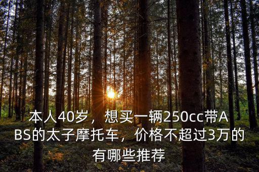 本人40歲，想買一輛250cc帶ABS的太子摩托車，價格不超過3萬的有哪些推薦