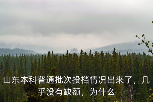 山東本科普通批次投檔情況出來了，幾乎沒有缺額，為什么