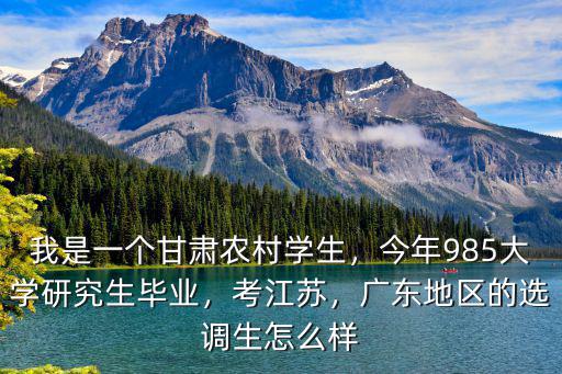 我是一個甘肅農村學生，今年985大學研究生畢業，考江蘇，廣東地區的選調生怎么樣