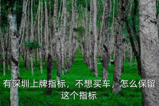 深圳牌怎么保留圖解,怎么保留這個(gè)指標(biāo)