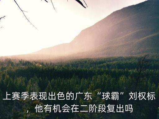 上賽季表現(xiàn)出色的廣東“球霸”劉權(quán)標(biāo)，他有機(jī)會在二階段復(fù)出嗎