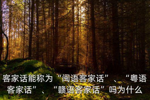 客家話能稱為“閩語客家話”、“粵語客家話”、“贛語客家話”嗎為什么