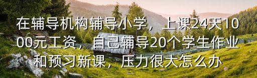 在輔導機構輔導小學，上課24天1000元工資，自己輔導20個學生作業和預習新課，壓力很大怎么辦