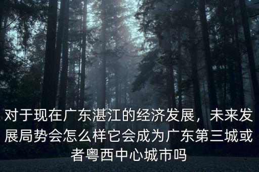 對于現在廣東湛江的經濟發展，未來發展局勢會怎么樣它會成為廣東第三城或者粵西中心城市嗎