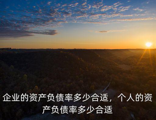 企業的資產負債率多少合適，個人的資產負債率多少合適