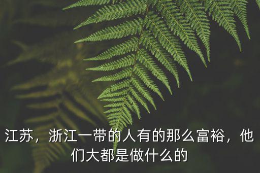 江蘇，浙江一帶的人有的那么富裕，他們大都是做什么的