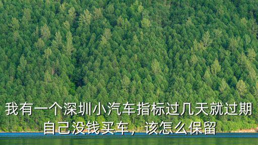 我有一個深圳小汽車指標過幾天就過期自己沒錢買車，該怎么保留