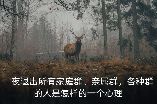 一夜退出所有家庭群、親屬群，各種群的人是怎樣的一個心理