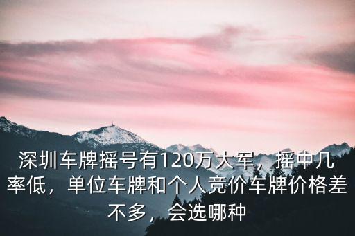 深圳車牌搖號(hào)有120萬(wàn)大軍，搖中幾率低，單位車牌和個(gè)人競(jìng)價(jià)車牌價(jià)格差不多，會(huì)選哪種