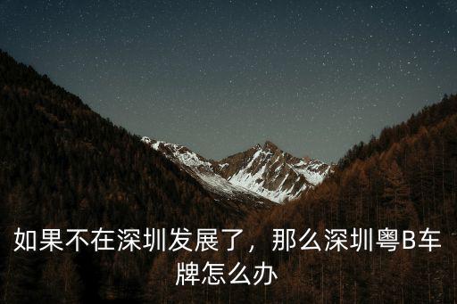 如果不在深圳發展了，那么深圳粵B車牌怎么辦