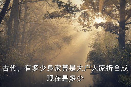 廣州富裕人家有多少,有多少身家算是大戶人家