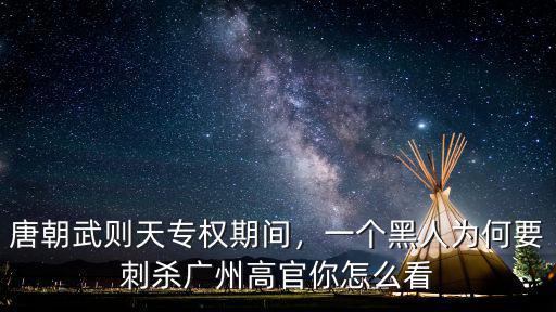 唐朝武則天專權(quán)期間，一個黑人為何要刺殺廣州高官你怎么看