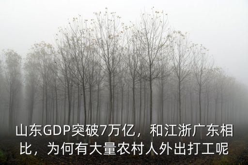 山東GDP突破7萬億，和江浙廣東相比，為何有大量農村人外出打工呢