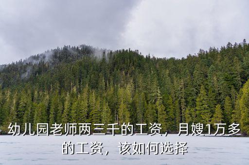 幼兒園老師兩三千的工資，月嫂1萬多的工資，該如何選擇