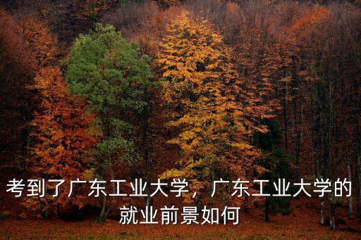 考到了廣東工業大學，廣東工業大學的就業前景如何